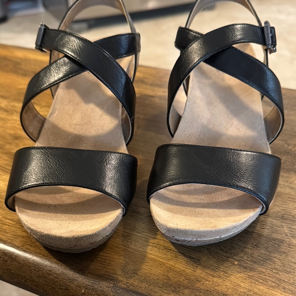 LifeStride soft system Black Strappy Wedge Sandals - Picture 10 of 11